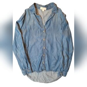 Cloth & Stone Shirt Womans Small Blue Button Down Bohemian Oversized Western